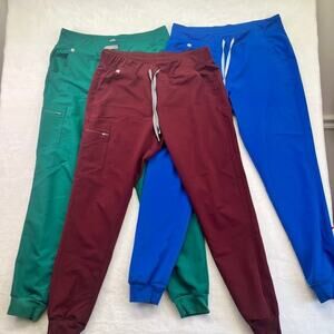 FIGS Zamora Jogger Scrub Pants (3) Green Royal Blue Burgundy Size LT L TALL